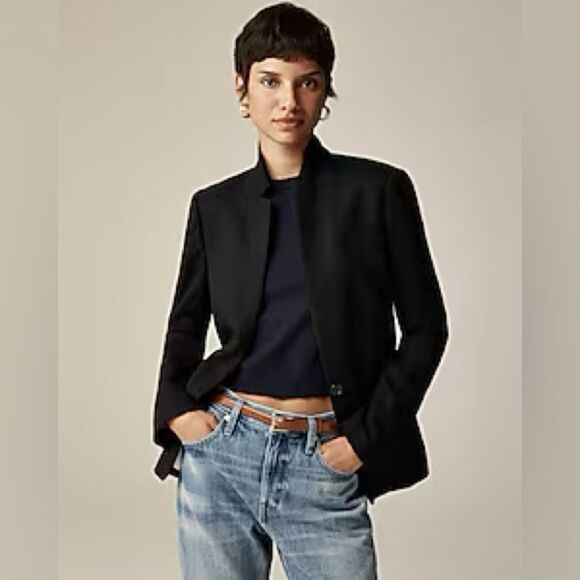 J.Crew Tall Regent Blazer in Wool Flannel in Black 8T